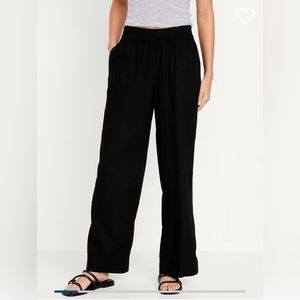 High Waisted Linen Blend Wide Leg Pants